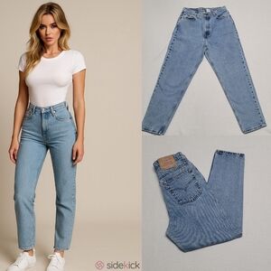 1997 Levi's Vintage Slim Fit Tapered Leg High Waist Ribcage USA Made Denim Jeans